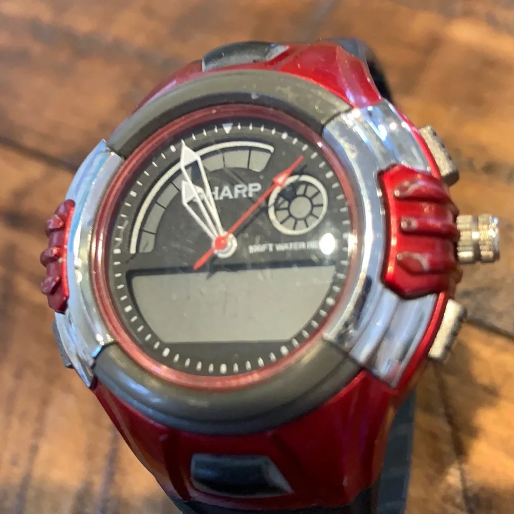 Sharp Men’s Digital Watch Needs a battery Pre owned water resistant # Shp3246
